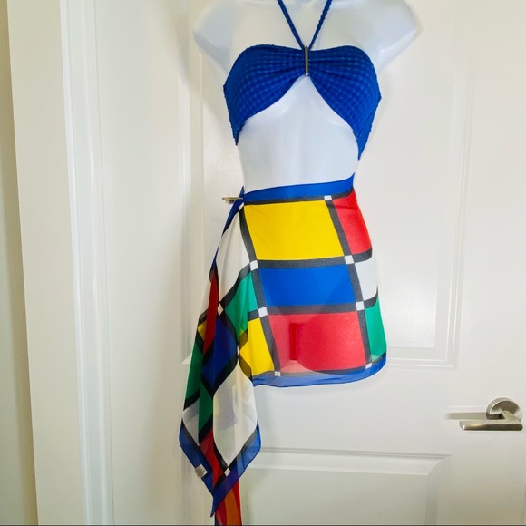 Vintage Multi-use Color Block Chiffon Scarf - Picture 3 of 8